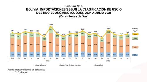 Importaciones suben en julio 7,7%, pero son menores a las exportaciones, que repuntan por la cotizac