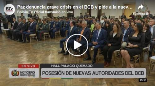 Presidente Paz posesiona a David Espinoza Torrico como titular del BCB