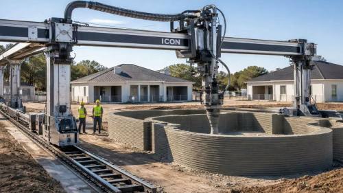 EEUU construye un barrio con impresoras en 3D en 24 horas usando bloques de hormigón exprés y cambia