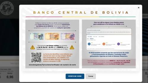 BCB publica la lista de series de los billetes de Bs 10, 20 y 50 afectados por el accidente de la FA