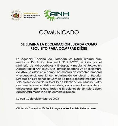 Se anula declaración jurada para compra de diésel