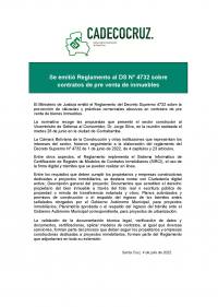 Se emitió Reglamento al DS N 4732 sobre contratos de pre venta de inmuebles