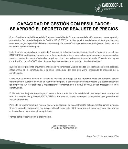CAPACIDAD DE GESTIÓN CON RESULTADOS: SE APROBO EL DECRETO DE REAJUSTE DE PRECIOS